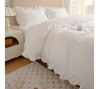 Grand set de couette en velours moelleux, parure de lit avec bordure volantée blanche, décoration de chambre vintage jacquard, style campagnard, parure de couette bohème 135*200,150*200,180*200,200*20