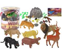 Grand set de figurines d'animaux sauvages Safari + accessoires 34 éléments