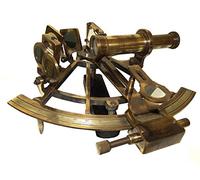 Grand Sextant Nautique Henry Barrow London 20 cm en Laiton Massif - Instrument de Navigation avec Lunette Soleil/Lune - Coffret en Bois de Rose