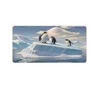 Grand sous-main de bureau avec motif pingouins sur l'iceberg - Imperméable - Antidérapant - Protection de bureau pour ordinateur portable - Tapis de clavier en caoutchouc pour bureau et maison - 30,5