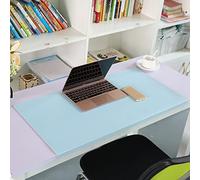 Grand sous-main de bureau étendu en cuir synthétique avec protection des bords antidérapant, pour ordinateur portable - Grand tapis de souris imperméable - 80 x 40 cm - Bleu lac