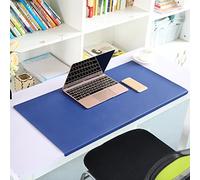 Grand sous-main de bureau étendu en cuir synthétique avec protection des bords antidérapant, tapis de bureau pour ordinateur portable - Grand tapis de souris imperméable - 70 x 40 cm - Bleu