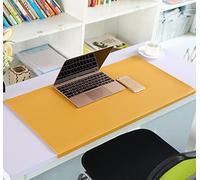Grand sous-main de bureau étendu en cuir synthétique avec protection des bords antidérapant, tapis de bureau pour ordinateur portable - Grand tapis de souris imperméable - 80 x 40 cm - Jaune