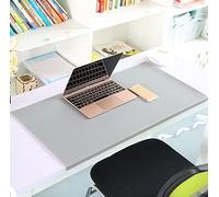 Grand sous-main de bureau étendu en cuir synthétique avec protection des bords antidérapant, tapis de bureau pour ordinateur portable - Grand tapis de souris imperméable - 60 x 40 cm - Gris