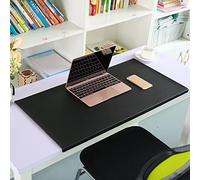 Grand sous-main de bureau étendu en cuir synthétique avec protection des bords antidérapant, tapis de bureau pour ordinateur portable - Grand tapis de souris imperméable - 90 x 40 cm - Noir