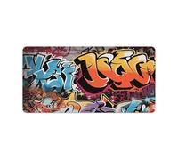 Grand sous-main de bureau graffiti Hip Hop avec base en caoutchouc antidérapant et imperméable, bord cousu pour clavier, pour jeu, écriture, bureau, maison