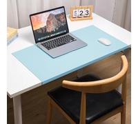 Grand sous-main en cuir avec protection des bords, antidérapant et imperméable, pour l'écriture, le travail, les jeux, tapis de clavier pour ordinateur portable et souris (bleu clair, 120 x 60 cm)