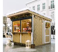 Grand stand marché avec comptoir 240x248x305cm 5,9m2 bar jardin, kiosque beige