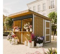 Grand Stand marché avec comptoir 5,9 m2 - H240x248x305 cm - Bar Jardin, kiosque extérieur - Abri de Jardin Qualité Premium - Construction de Panneaux LP Smartside - Timbela M950-TERRA Brown