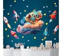 Grand sticker mural espace sticker mural fusées espace chambre salle de jeux autocollant mural aquarelle