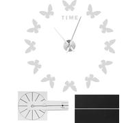Grand Sticker Mural Horloge Forme Papillon Innovation DIY Art Moderne Décoration SalonArgent