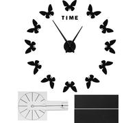 Grand Sticker Mural Horloge Forme Papillon Innovation DIY Art Moderne Décoration SalonNoir