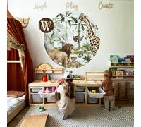 Grand Sticker Rond - Animaux De La Savane Brown TU