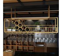 Grand Support à vin Étagères de Bar flottantes murales avec Support de Verre à vin Suspendu Étagère d’Affichage de Bouteille d’Alcool Comptoir Étagère à vin Armoire de Cuisine Support de ran