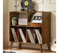 Grand support à vinyles avec rangement, support pour tourne-disque avec étagère pour platine et albums, présentoir pour jusqu'à 300 disques, meuble décoratif pour musique, salon et salle de réception.