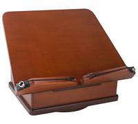 Grand support de livre en bois avec base carrousel - Support de livre réglable avec boîte de rangement et support magnétique - Organisateur de livres en bois rotatif à 360° (Dark Cherry)