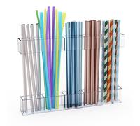 Grand support de paille en acrylique amélioré de 24,1 cm pour porte d'armoire, distributeur de paille réglable pour économiser de l'espace pour armoire avec bandes adhésives ultra collantes, support