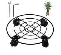Grand support de plantes en métal robuste avec roulettes pour pot de fleurs - Pour intérieur ou extérieur - Pour jardin, terrasse, pot de fleurs - Roulettes réglables avec verrouillage - Noir - 33 cm