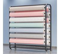 Grand support de rangement mobile en tissu avec roulettes et tige de suspension réglable pour rouleaux de vinyle/rouleaux de cuir/film de fenêtre/papier peint (14 tiges, 160 cm)