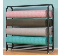 Grand support de rangement pour rouleau de tissu commercial en vinyle, support de rangement mobile en acier robuste pour papier peint, fenêtre de voiture, film multimédia, bobine de tissu