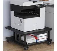 Grand support d'imprimante à roulettes à 2 niveaux avec étagère de rangement, chariot robuste sous le bureau pour la maison, le bureau, organiseur de photocopieur mobile (noir, 50 x 50 x 38 cm)