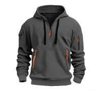 Grand sweat-shirt à capuche pour homme, fermeture éclair sur le devant, pull ample à manches longues, haut décontracté, couleur unie, M-2XL (gris foncé, XXL)