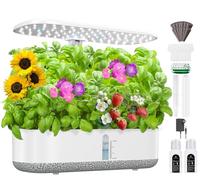 Grand système de culture hydroponique 14 gousses, jardin d'herbes aromatiques d'intérieur avec lampe de croissance à DEL, réservoir d'eau de 5 L, kit de culture hydroponique avec 3 minuteurs