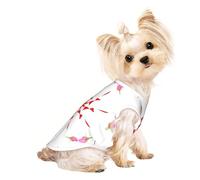Grand T-shirt respirant sans manches imprimé fleurs en herbe et retournement - Tenue légère pour chien et chat - Débardeur extensible