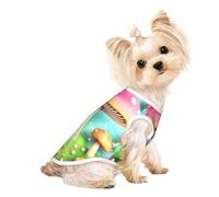 Grand T-shirt respirant sans manches imprimé merveilleux petits champignons - Tenue légère pour chien et chat - Débardeur extensible