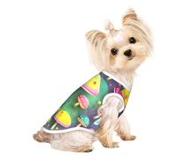 Grand T-shirt respirant sans manches pour animal de compagnie Imprimé champignons colorés - Chihuahua, Yorkshire, Teckel de petite et moyenne taille