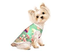 Grand T-shirt respirant sans manches pour animal de compagnie Motif champignons de rêve Pour chiens et chats de petite et moyenne taille Chihuahua, Yorkshire, Teckel