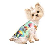 Grand T-shirt respirant sans manches pour animal domestique Motif petit champignon de rêve Pour chiens et chats de petite et moyenne taille Chihuahua, Yorkshire, Teckel