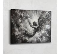 Grand Tableau Chrétien - Toile Ange Gardien - Decoration Murale Spirituelle Salon - Impression Sur Toile Zen - Deco Religieuse - Tableau Decoration Murale Pour Chambre Adulte (60x40cm)