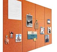 Grand tableau d'affichage 120x90cm en feutre autocollant avec 90 punaises, 12 pièces 9mm d'épaisseur, tableau de vision pour photos, notes, mémo pour la maison, cuisine, bureau, école, orange miel