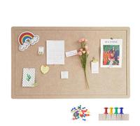 Grand tableau d'affichage, 60 x 40 cm, en feutre, tableau mémo avec aiguilles, tableau d'affichage en feutre autocollant pour bureau, école, salon, cuisine - Camel foncé