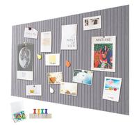 Grand tableau d'affichage autocollant en feutre - 120 x 90 cm - Tableau d'affichage décoratif en feutre - 0,9 cm d'épaisseur - Pliable - Tableau mémo - Décoration murale pour bureau, cuisine - Gris