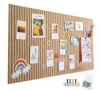 Grand tableau d'affichage autocollant en feutre - 60 x 40 cm - Bandes verticales décoratives - En feutre - Pliable - Tableau mémo - Pour bureau, cuisine - Jaune cannelle