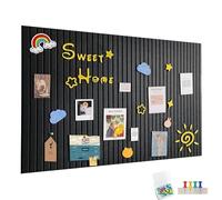 Grand tableau d'affichage autocollant en feutre - 60 x 40 cm - Tableau d'affichage décoratif en feutre - 0,9 cm d'épaisseur - Pliable - Tableau mémo - Décoration murale pour bureau, cuisine - Noir