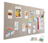 Grand tableau d'affichage autocollant en feutre 90 x 60 cm - Bandes verticales décoratives en feutre - Pliable - Tableau mémo - Tableau mémo - Tableau bulletin pour bureau, cuisine, chameau foncé