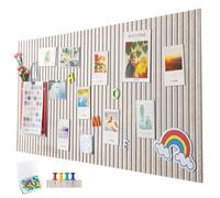 Grand Tableau d'affichage en Feutre, Alternative au liège, 90 x 60 cm, Autocollant, à Rayures Verticales décoratives, Pliable, pour Photos, Notes et Affichage, idéal pour Le Bureau et la Cuisine, Cou