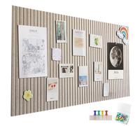 Grand tableau d'affichage en feutre autocollant - 60 x 40 cm - Bandes verticales décoratives - En feutre - Pliable - Tableau mémo - Pour bureau, cuisine - Camel foncé