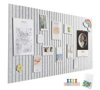 Grand tableau d'affichage en feutre autocollant - 60 x 40 cm - Bandes verticales décoratives - En feutre - Pliable - Tableau mémo - Pour bureau, cuisine - Gris argenté