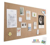 Grand tableau d'affichage en feutre autocollant - 60 x 40 cm - Bandes verticales décoratives - En feutre - Pliable - Tableau mémo - Pour bureau, cuisine, bureau - Jaune cannelle