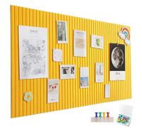 Grand tableau d'affichage en feutre autocollant - 60 x 40 cm - Bandes verticales décoratives - En feutre - Pliable - Tableau mémo - Pour bureau, cuisine - Orange