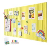 Grand Tableau d'affichage en Feutrine, Alternative au liège, 60 x 40 cm, Autocollant, à Rayures Verticales décoratives, Pliable, pour Photos, Notes, Affichage, idéal pour Le Bureau ou la Cuisine, Jau