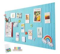 Grand Tableau d'affichage en Feutrine, Alternative au liège, 60 x 40 cm, Autocollant, à Rayures Verticales décoratives, Pliable, pour Photos, Notes, Affichage, idéal pour Le Bureau ou la Cuisine, ble