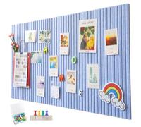 Grand Tableau d'affichage en Feutrine, Alternative au liège, 60 x 40 cm, Autocollant, à Rayures Verticales décoratives, Pliable, pour Photos, Notes, Affichage, idéal pour Le Bureau ou la Cuisine, ble