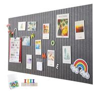 Grand Tableau d'affichage en Feutrine, Alternative au liège, 90 x 60 cm, Autocollant, à Rayures Verticales décoratives, Pliable, pour Photos, Notes, Affichage, idéal pour Le Bureau ou la Cuisine, Gri