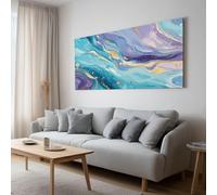 Grand Tableau Décoration Murale Encadré Abstrait Or Texture Marbre, Impression sur Toile Salon Moderne XXL - Art Mural Chambre Bureau Maison 90x60 cm