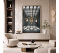 Grand Tableau Decoration Murale Espace Cimentier Industriel Impression Sur Toile Moderne Murale Géométrie Métallique Pour Salon Chambre Bureau, Art Mural Tableau Gris Anthracite 70X100Cm Sans Cadre